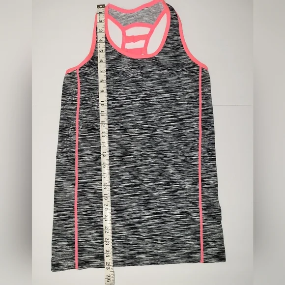 Feathers Maternity heather grey & neon pink ladder racerback tank top - Picture 3 of 6